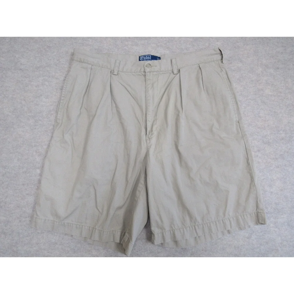 Polo Ralph Lauren Tyler Short Mens‎ 36 Khaki Tan Pleated Cotton Chino Shorts